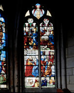 verrière : vie de la Vierge, enfance du Christ (baie 7)