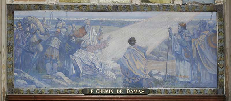 ensemble de 11 tableaux : la vie de saint Paul, sainte Marie-Madeleine Postel, Thomas Hélye