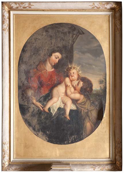 tableau : la Vierge à l'Enfant avec saint Jean-Baptiste