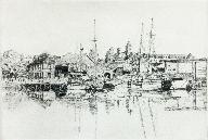 estampe : Caen, le bassin Saint-Pierre et l'Abbaye-aux-Dames