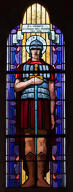 verrière hagiographique et commémorative de la guerre de 1914-1918 : saint Georges (baie 7)