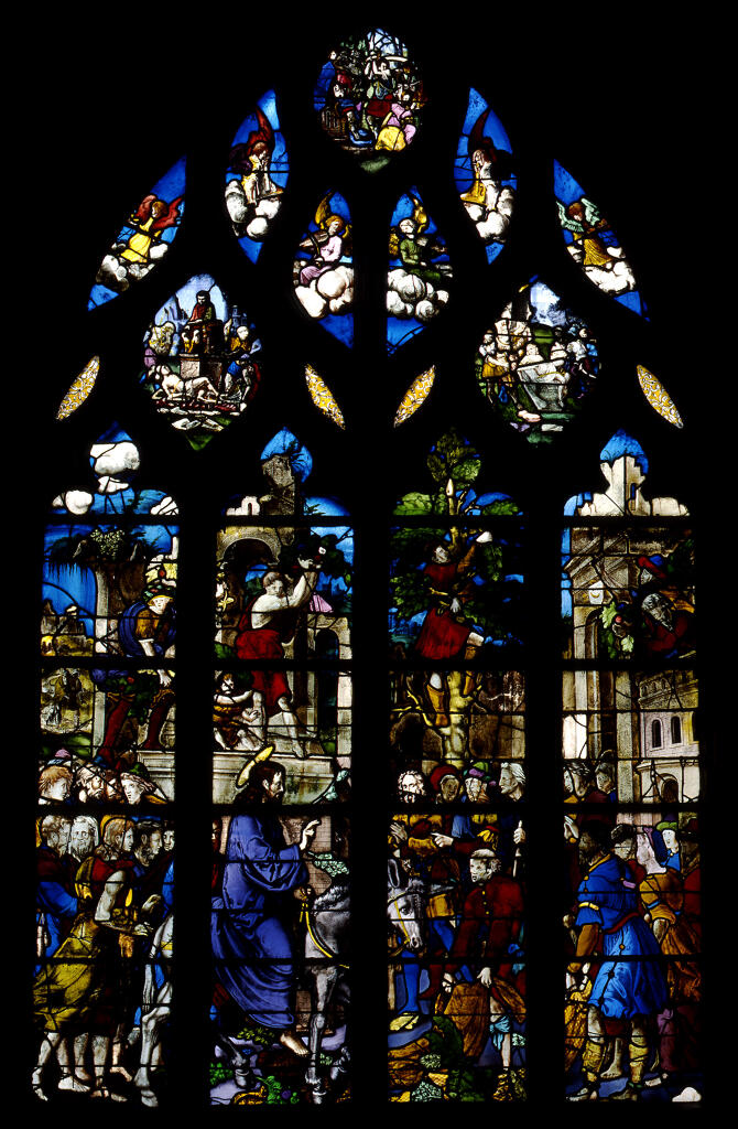 verrière : Entrée du Christ à Jérusalem (baie 3)