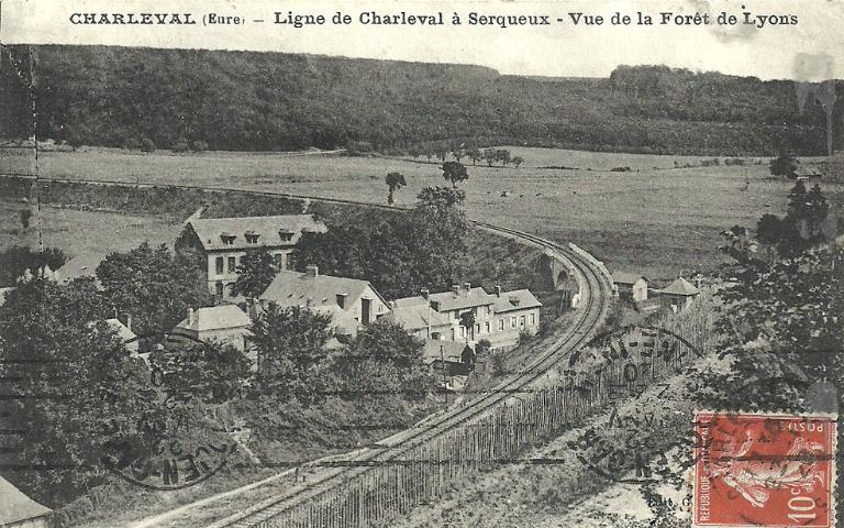 Charleval- Ligne de Charleval à Serqueux - Vue de la forêt de Lyons.-Carte postale, vers 1920 (Collection privée).