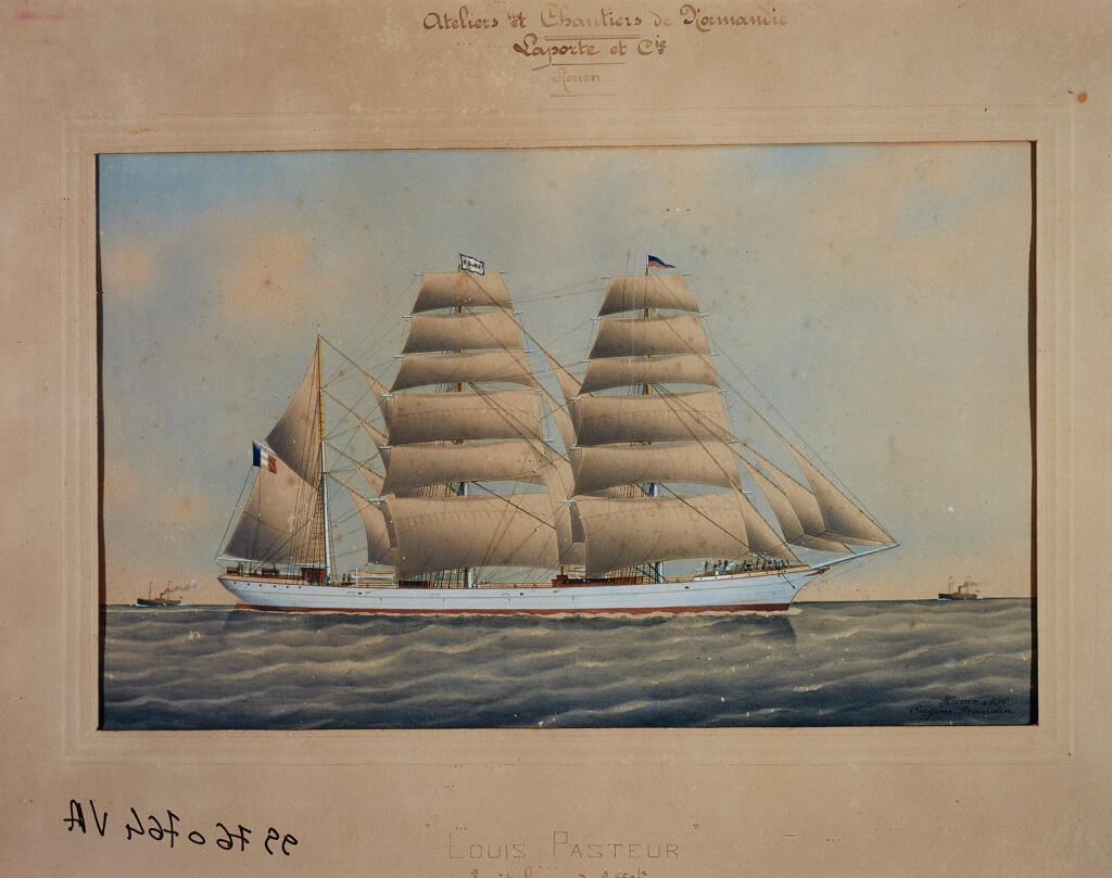 bateau de marchandises en vrac : trois mâts barque (vraquier) dit LOUIS PASTEUR