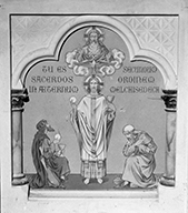 ensemble du maître-autel : autel, tabernacle, retable, statue