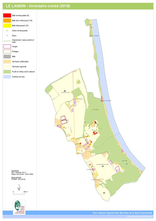 Carte de l'inventaire croisé élaborée par le SIG du Parc naturel régional des Boucles de la Seine Normande, 2018.