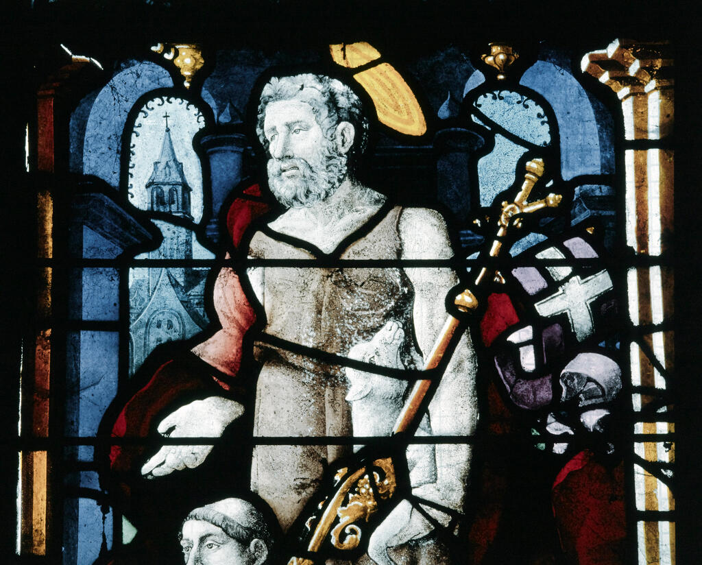 verrière hagiographique et historiée : Le martyre de sainte Foy (baie 0)