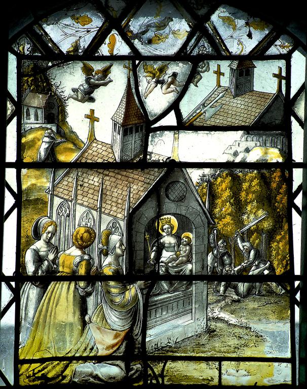 verrière : Translation de la maison de la Vierge à Lorette (baie 4)