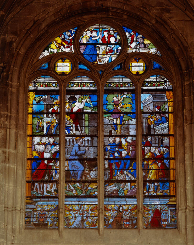 verrière (vitrail tableau) : Entrée du Christ à Jérusalem (baie 11)