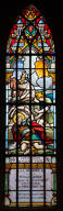 ensemble de deux verrières figurées de la guerre de 1914-1918 : Conversion de saint Paul, Mort de sainte Jeanne d'Arc