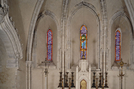 ensemble de 3 verrières figurées : Vierge à l'Enfant