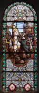 verrière hagiographique et commémorative de la guerre de 1914-1918 : Martyre de sainte Jeanne d'Arc