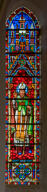 ensemble de 5 verrières : Saints ; Immaculée Conception ; Sacré-Cœur de Jésus