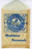 Emballage individuel de madeleine normande, P. Mollier et L. Jeannette.- Emballage de madeleine, [ca 1925-1927]. (Collection particulière S.N. Jeannette, Caen).