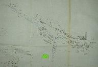 Plan de situation du moulin à blé de M. Lancelevée situé en amont de la filature Lamaury et en aval de la fabrique d’indiennes de la Vve Gallot, 7 juin 1848 (AD Eure. 18 S 510).