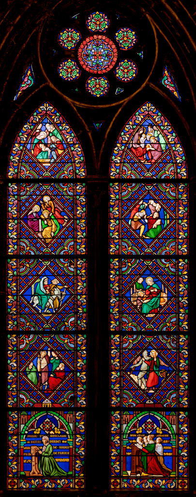 ensemble des verrières du bas-côté sud, baies 6, 8, 10, 12, 14, 16, 18, 20, 22, 24, 26