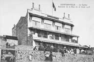 Coutainville - Le Casino. Souvenir de la Fête du 23 août 1908. Vue prise du nord-ouest depuis la plage.- Carte postale, n.d., 1908, n. et b., 17,7 x 8,8 cm. (Collection particulière, Agon-Coutainville).