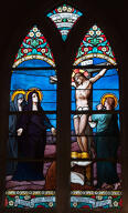 verrière historiée et commémorative de la guerre de 1914-1918 : Crucifixion