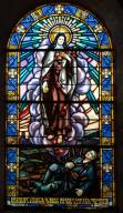 verrière hagiographique de la guerre de 1914-1918 : Apparition de sainte Thérèse à un soldat mourant