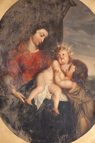 tableau : la Vierge à l'Enfant avec saint Jean-Baptiste