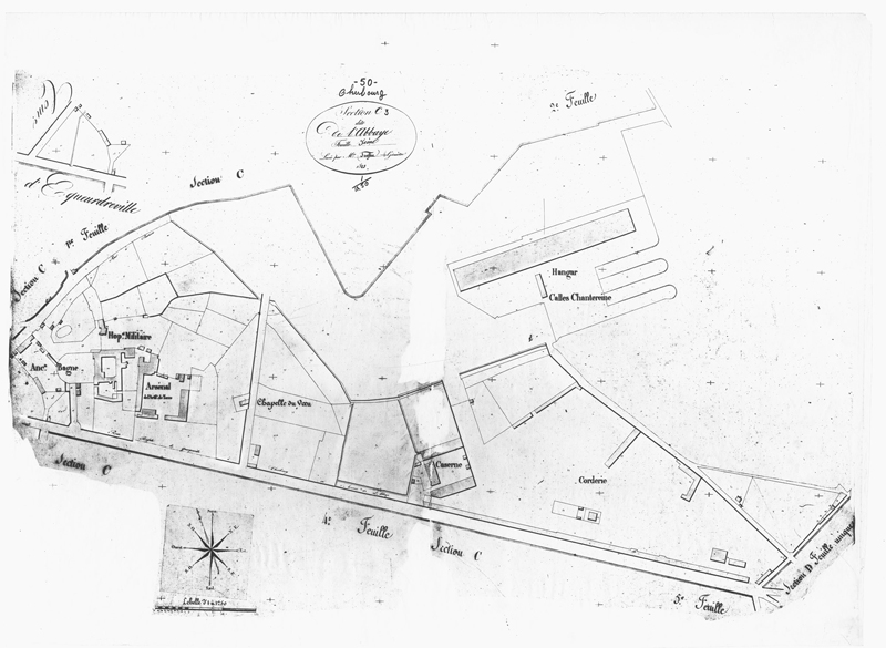 abbaye Notre-Dame-du-Voeu, puis hôpital de la Marine, puis caserne Martin des Pallières, puis cité Chantereyne, actuellement site archéologique