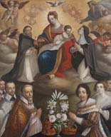 tableau d'autel : donation du Rosaire avec donateurs