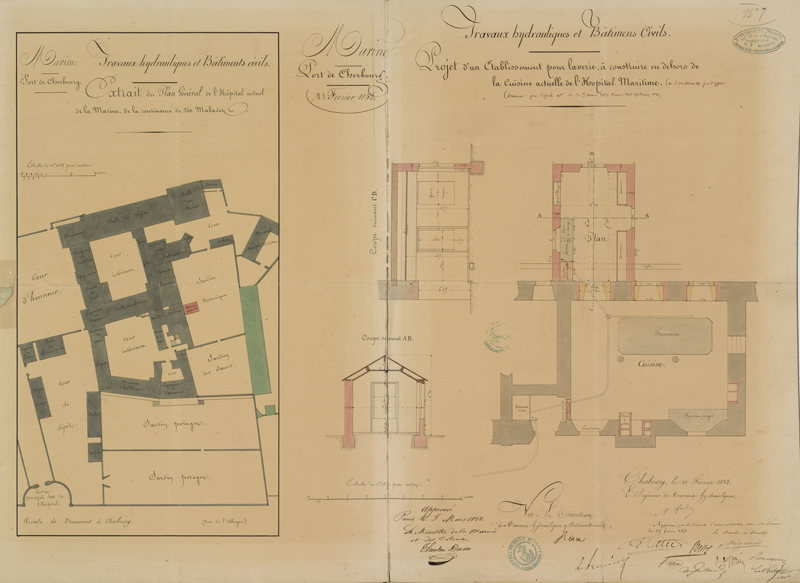 abbaye Notre-Dame-du-Voeu, puis hôpital de la Marine, puis caserne Martin des Pallières, puis cité Chantereyne, actuellement site archéologique