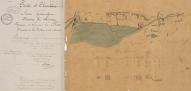 Plan de situation et profil du moulin à blé de la Nation appartenant à M. Bourdin, 1/2000e, 12 août 1859 (AD Eure. 18 S 520).