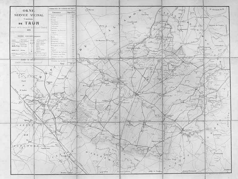 Carte du service vicinal de l'Orne.- Plan, 1874. (AD Orne).