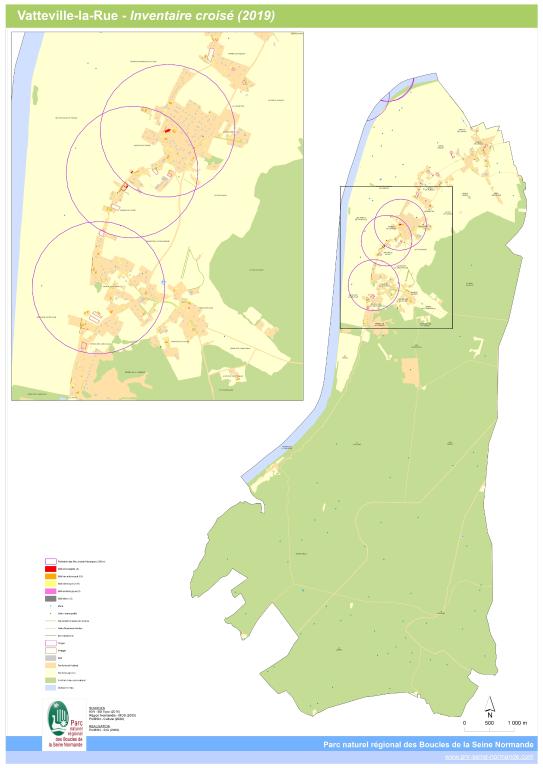 Carte de l'inventaire croisé élaborée par le SIG du Parc naturel régional des Boucles de la Seine Normande, 2020. (PNRBSN).