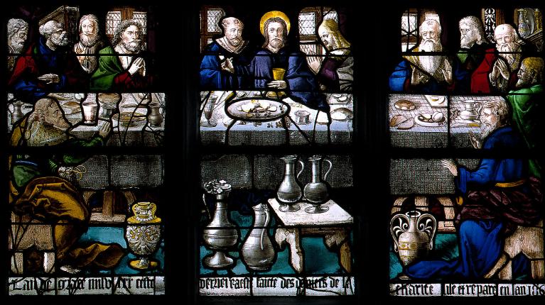 verrière, baie 10 : Passion du Christ ; Entrée du Christ à Jérusalem