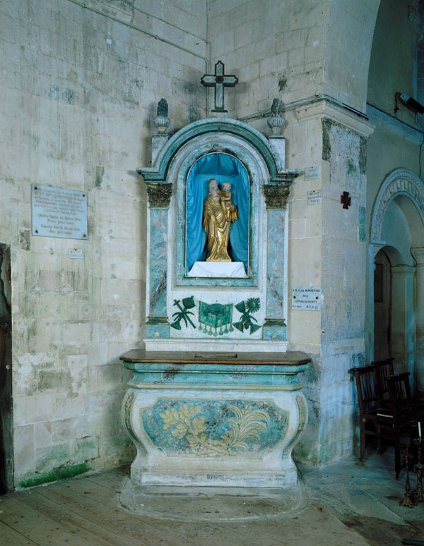 ensemble de l'autel secondaire Notre-Dame de bonne voie : autel, retable architecturé