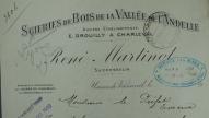 Entête de lettre de la scierie René Martinot (anciens établissements E. Drouilly), 1920 (AD Eure. 5 M 313).