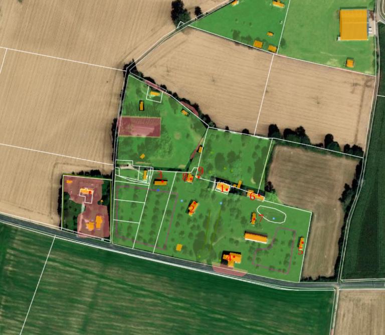 Positionnement des bâtiments du domaine (ArcGis). 
