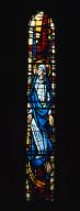 ensemble de 9 verrières (abstraites, figurées) : La Vierge, Education de la Vierge, Saint Joseph