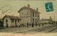 Perriers-sur-Andelle - Gare de Perriers-les-Hogues.- Carte postale, éd. Félix Ratel, Perriers-sur-Andelle, vers 1920 (Collection particulière).