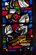 Baie n° 10 : la vie de saint Georges. Détail : saint Georges terrassant le dragon.
