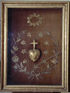 ensemble de 2 ex-voto du coeur du Christ et du coeur de la Vierge