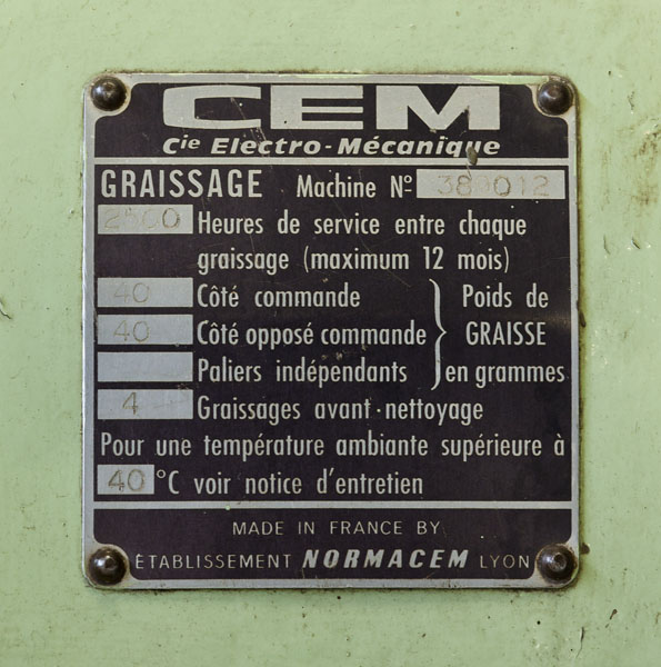 les machines de la centrale hydroélectrique des Forces Motrices de l'Orne