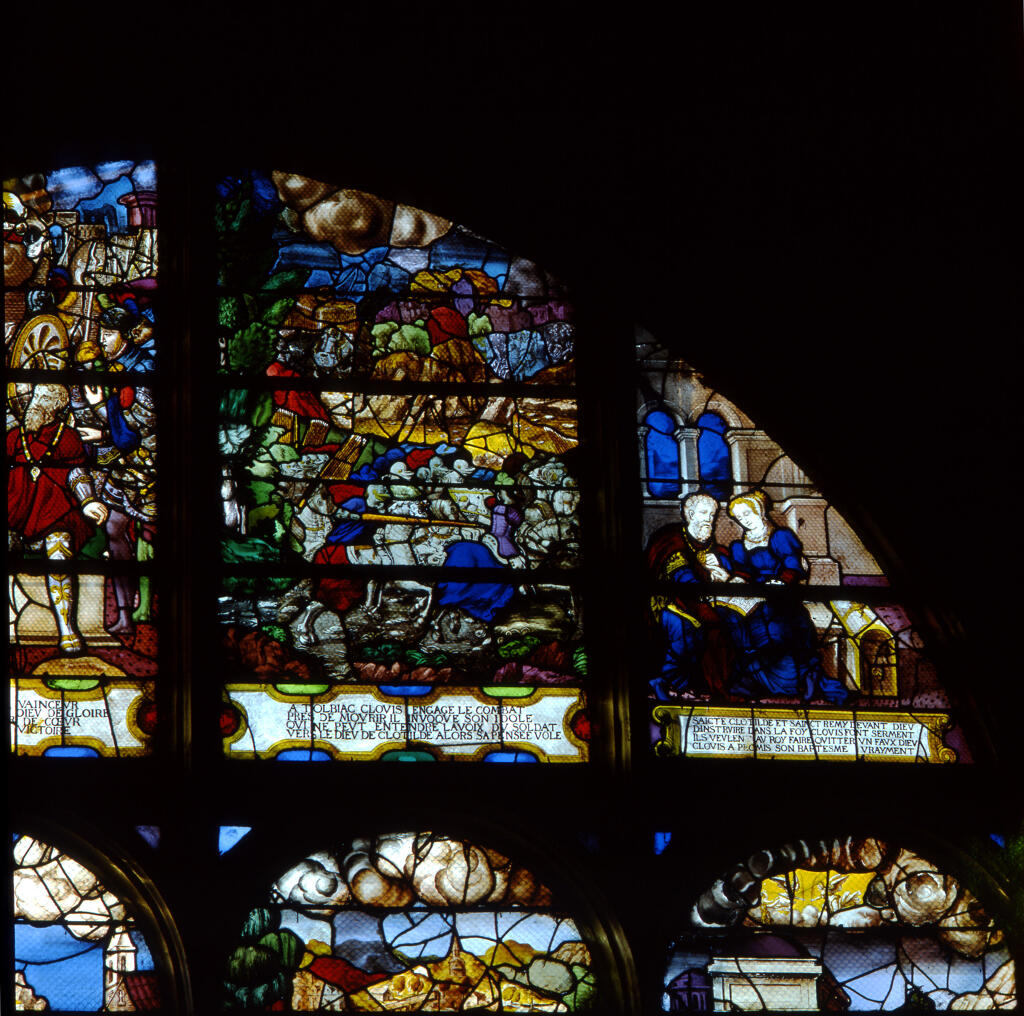 verrière : Scènes de la vie de sainte Clotilde, Conversion de Clovis (baie 26)