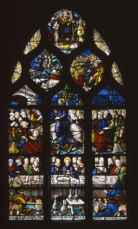 verrière, baie 10 : Passion du Christ ; Entrée du Christ à Jérusalem
