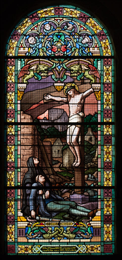 Verrière mixte et commémorative de la guerre de 1914-1918 : Le Christ consolateur (baie 16)
