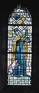 ensemble de 4 verrières à personnages : Saint Jean, Saint Antoine, Saint Nicolas, Saint Benoit