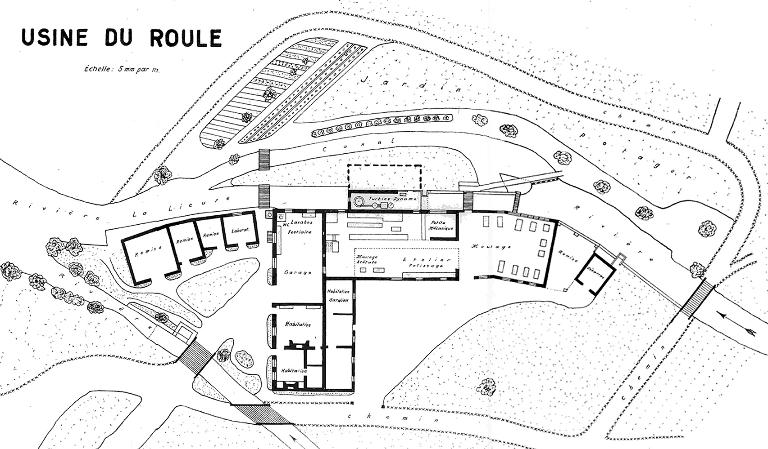 filature de coton Decaen puis usine de boissellerie Gilles-Alipray, puis usine de pièces en bakélite Isodio, dite usine du Roule