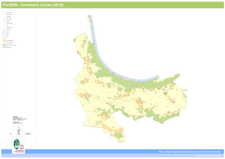 Cartographie de l'Inventaire croisé réalisé en 2018 sur les trois communes.