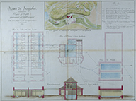 Plans et coupes des bâtiments du complexe thermal.- Plans et coupes, entre 1837 et 1860. (AD Orne. M 1363).