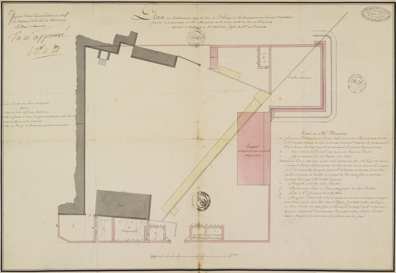 abbaye Notre-Dame-du-Voeu, puis hôpital de la Marine, puis caserne Martin des Pallières, puis cité Chantereyne, actuellement site archéologique