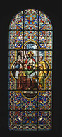 ensemble de 2 verrières figurées : Souper à Emmaüs, Communion
