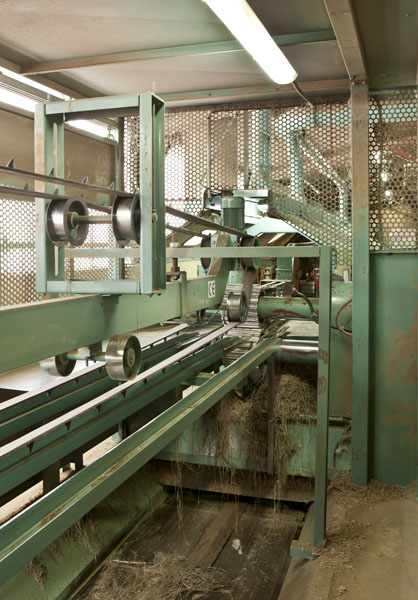 les machines de l'usine de préparation de produits textiles : usine de teillage de lin de la Société coopérative linière de Cagny