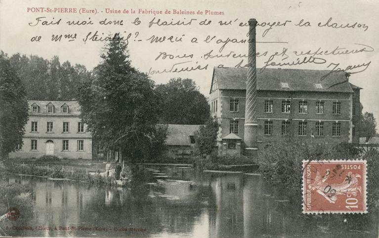 moulins à foulon et filature de laine Mignot Ainé, puis usine de baleines pour corsets Postel, puis usine des Teinturerie de l'Andelle, puis usine de pompes doseuses Dosapro puis Milton-Roy